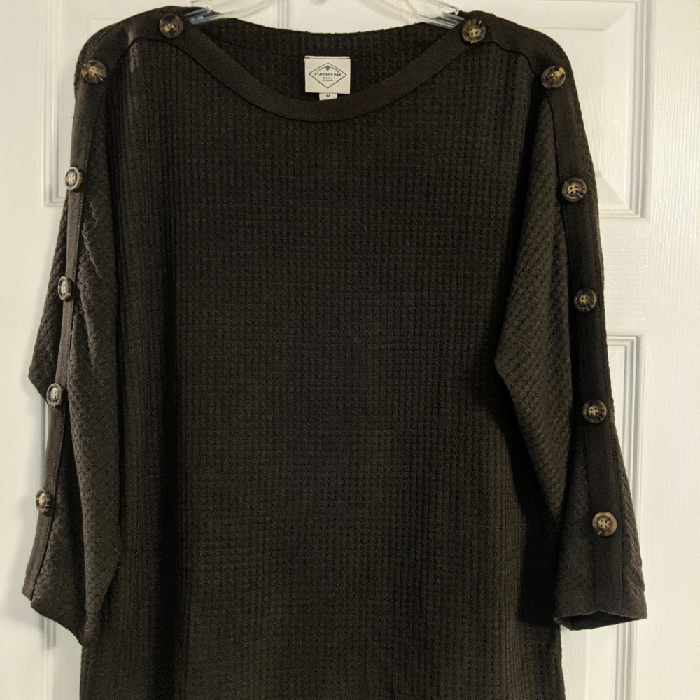 St. John's Bay Lightweight Oversized Shirt with Three Quarter Sleeves